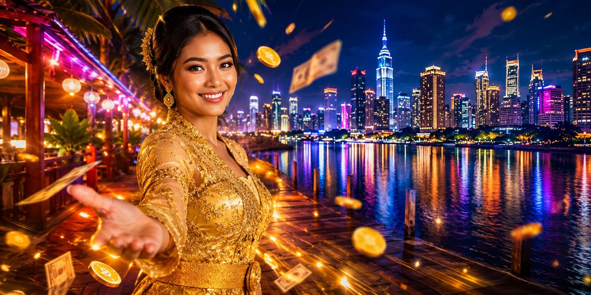 Tampilan lampu neon berwarna-warni menggambarkan energi cashback dan bonus platform
