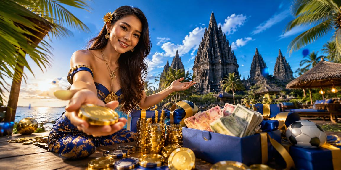 Model menampilkan layar ponsel dengan interface betting casino yang responsif dan modern